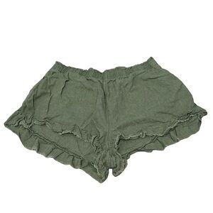 Aerie High Waist Green Shorts with Ruffle Hem
